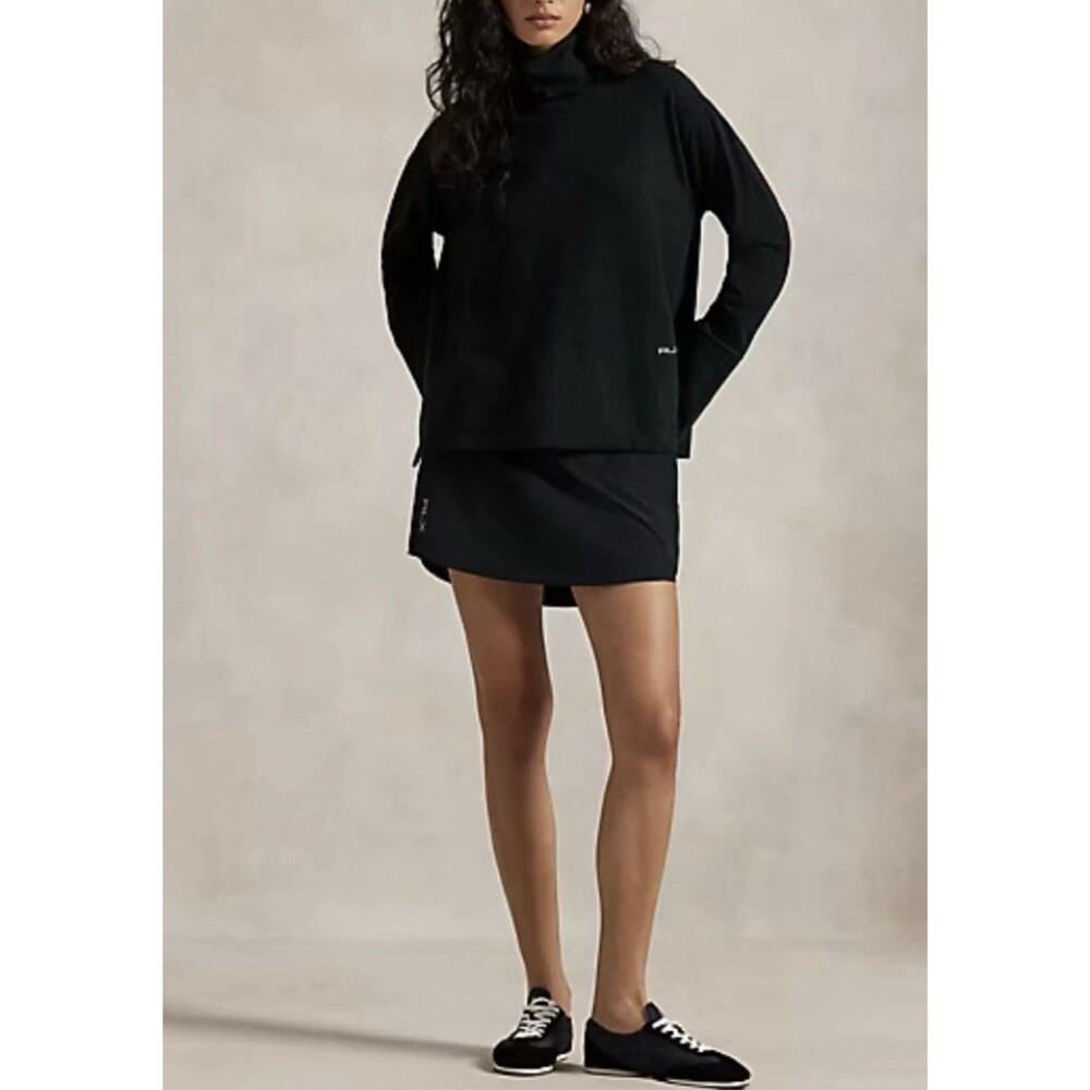 RLX RALPH LAUREN New Sweater Women SMALL Black Performance Turtleneck Cotton Ble
